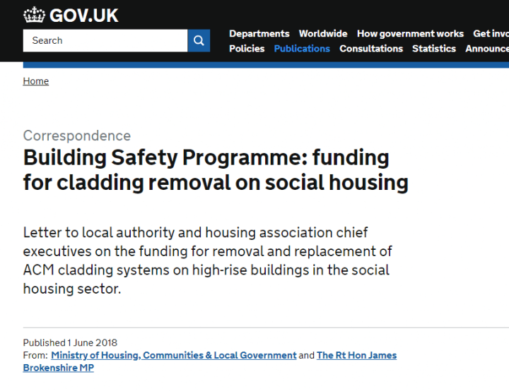 UK Government annouces 400 million fund to replace unsafe ACM cladding